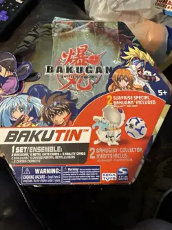 AS IS READ Bakugan Battle Brawlers Bakutin Blue - 1 Bakugan & 10 Metal Cards - Image 1