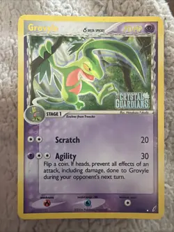 Pokemon TCG Grovyle Delta Species EX Reverse Holo Card 19/100 Crystal Guardians - Image 1