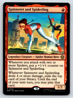 Spinneret and Spiderling MTG Magic the Gathering R Marvel's Spider-Man 94 NM - Image 1