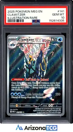Pokemon 2025 Clawitzer 141/132 Illustration Rare Mega Evolution GEM MINT PSA 10 - Image 1