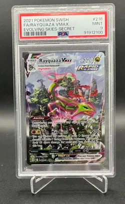 Pokemon Rayquaza VMAX 218/203 - Evolving Skies Alt Art Secret Rare - PSA 9 MINT - Image 1