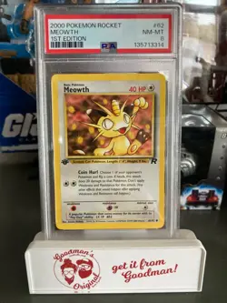 2000 Pokemon 1st Edition Team Rocket - MEOWTH #62 - PSA 8, Near Mint/Mint - Image 1