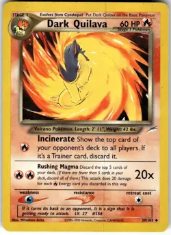 Dark Quilava Holo 39/105 Neo Destiny Pokemon LP Fast Ship - Image 1