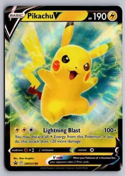 Pikachu V SWSH198 Holo Promo Sword & Shield Promo Pokemon Holo Near Mint - Image 1