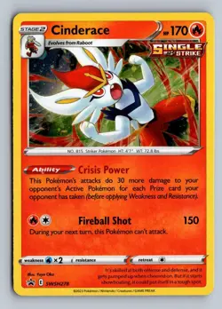 Cinderace SWSH278 Holo Promo Sword & Shield Promo Pokemon Near Mint - Image 1