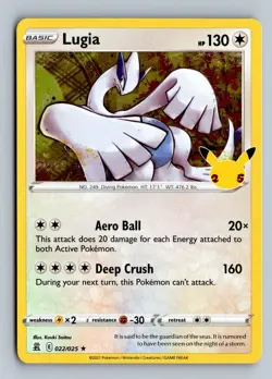 Lugia 022/025 Rare Celebrations Pokemon Holo Near Mint - Image 1