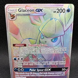 Pokemon Sun & Moon Ultra Prism Glaceon GX 159/156 Rainbow Secret Rare - Image 3