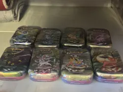 Pokemon TCG Prismatic Evolutions Mini Tin Display Box w/ Open Box. Has Packs - Image 5
