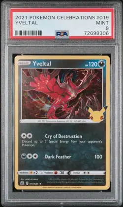 YVELTAL PSA 92021 POKEMON SWORD & SHIELD CELEBRATIONS #019/025 Mint - Image 1