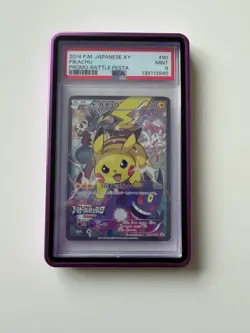 PSA 9 Mint Pikachu Battle Festa 2014 090/Xy-P Holo Promo Japanese Pokemon Card - Image 1