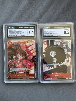 CGC 8.5 Japanese One Piece Luffy ST01-012 & Brook OP01-022 Graded Card Lot - Image 1
