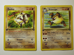 Pokemon 1st Edition Jungle Mankey 55/64 & Primeape 43/64 LP Vintage WOTC - Image 1