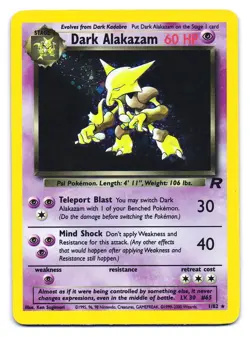 Dark Alakazam 1/82 Holo Rare Team Rocket Pokemon Unlimited MP - Image 1