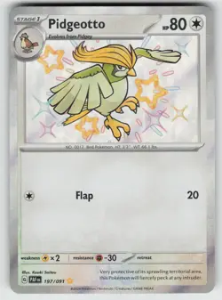 Pidgeotto 197/091 Shiny Rare Paldean Fates Pokemon Holo Near Mint - Image 1