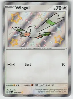 Wingull 203/091 Shiny Rare Paldean Fates Pokemon Holo Near Mint - Image 1