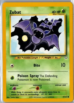 Zubat 59/64 Common Neo Revelation Pokemon Unlimited Lightly Played - Image 1