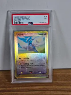 2003 Pokemon EX Dragon Swablu 75/97 Reverse Foil TCG Graded PSA 7 - Image 2