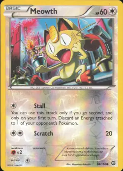 Meowth 88/114 Common Steam Siege Pokemon Reverse Holo MP - Image 1