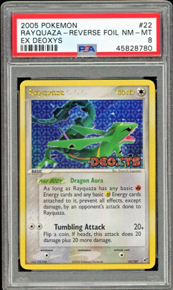 PSA 8 2005 Pokemon EX Deoxys Rayquaza STAMPED Reverse Holo Foil 22/107 - Image 1