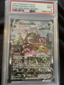Pokemon Rayquaza VMAX 218/203 - Evolving Skies Alt Art Secret Rare - PSA 9 MINT - Image 1