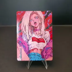 Android 18 - Retro Waifus, Custom Anime Waifu Trading Card Dragon Ball - Image 1