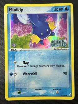 Mudkip 58/100 EX Crystal Guardians Stamped Reverse Holo Pokemon TCG Card LP - Image 1