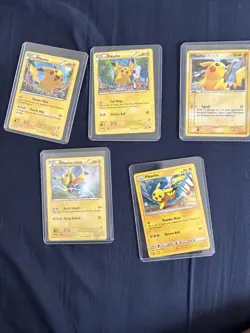 Five Rare Pikachu Card Set Pokemon Trading Card Game all holographic - Image 1