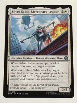 MTG Universes Beyond: Spider-man Silver Sable, Mercenary Leader 0013 NM - Image 1