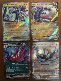 Pokemon lot of SV ex cards - Great Tusk, Miraidon, Grafaiai, Toxicroak - Image 1