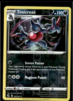 Pokemon Toxicroak 166/264 Fusion Strike Reverse Holo Rare 4 Card Lot - Image 1
