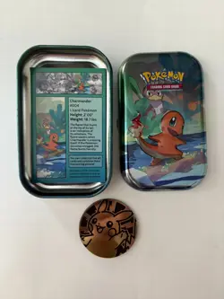 Pokemon Kanto Friends Charmander Mini Tin - NO Packs - Coin + Art Card Incl - Image 1