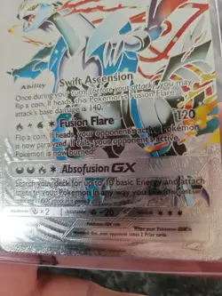 Pokemon Silver Foil Fan Art White Kyurem GX Textured Collector Card - Image 4