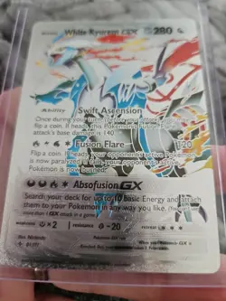 Pokemon Silver Foil Fan Art White Kyurem GX Textured Collector Card - Image 5