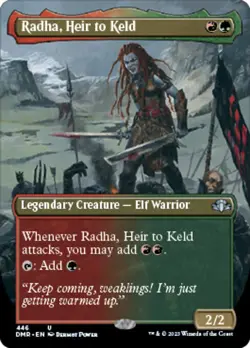 Borderless RADHA, HEIR TO KELD mtg NM-M Dominaria Remastered 1 Unc - Image 1