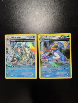 Pokemon - XY Era 3/4 Holo 2 Card Lot - Swampert & Gyarados - Image 1
