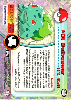 Bulbasaur #01 Topps TV Animation Edition Black Label Pokemon Card - Image 2