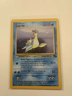 Pokemon TCG Lapras Fossil Holo Rare Card WOTC 10/62 Series LP - Image 1