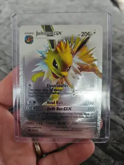 Jolteon GX Silver Foil Fan Art Vinyl Textured Collector Pokemon Display Card - Image 1