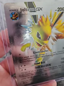 Jolteon GX Silver Foil Fan Art Vinyl Textured Collector Pokemon Display Card - Image 3