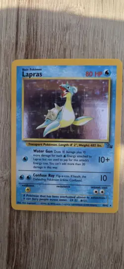 Pokemon TCG Lapras Fossil Holo Rare Card WOTC 10/62 Series - Image 1