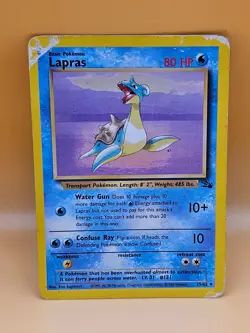 Pokemon TCG Lapras Fossil Holo Unlimited Rare Card 10/62 HP - Image 2