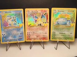3pcs Charizard Blastoise Venusaur Custom Made Glitter Fan Art Cards Display Only - Image 1