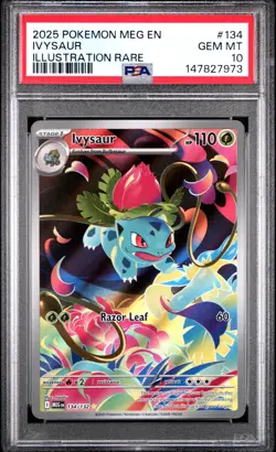 2025 Pokemon Meg EN-Mega Evolution Ivysaur Illustration Rare PSA 10 #134 - Image 1