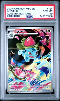 2025 POKEMON MEG EN-MEGA EVOLUTION ILLUSTRATION RARE #134 IVYSAUR PSA 10 - Image 1