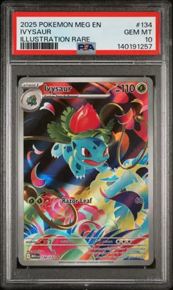 2025 Pokemon Meg EN-Mega Evolution Ivysaur Illustration Rare PSA 10 #134 - Image 1