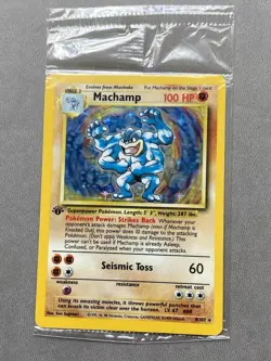 Sealed Machamp Base Set 8/102 1st Edition Holo Pokemon Card Rare - Image 1