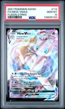 2021 POKEMON SWORD & SHIELD FUSION STRIKE #114 FULL ART/MEW VMAX PSA 10 - Image 1