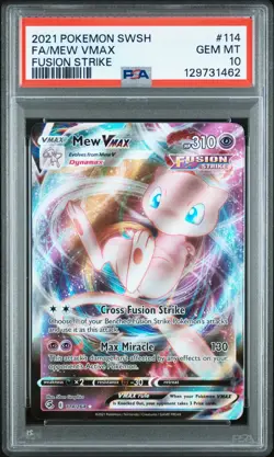2021 POKEMON SWORD & SHIELD FUSION STRIKE #114 FULL ART/MEW VMAX PSA 10 - Image 1