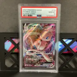 2021 POKEMON SWORD & SHIELD FUSION STRIKE #114 FULL ART/MEW VMAX PSA 10📈🔥 - Image 1