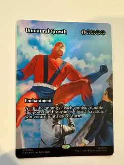 MTG Super Heroes Unnatural Growth Borderless Foil NM - Image 1
